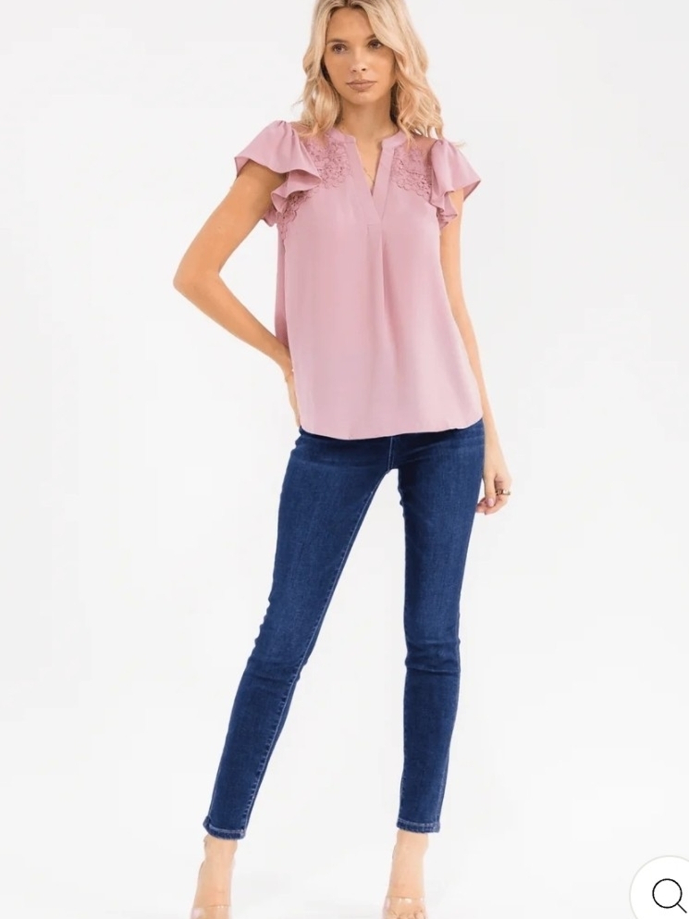 Blush Pink Flutter Sleeve Blouse